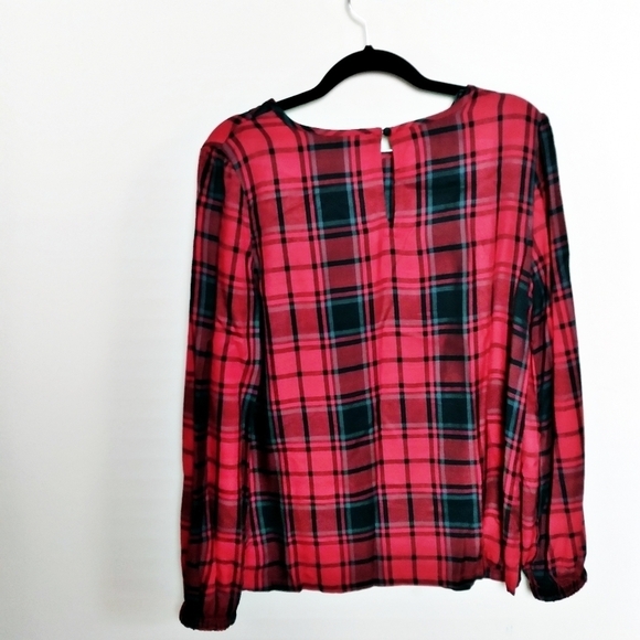 Workshop Republic Clothing Red and Black Plaid Long Sleeve Blouse Size Small - Picture 2 of 7